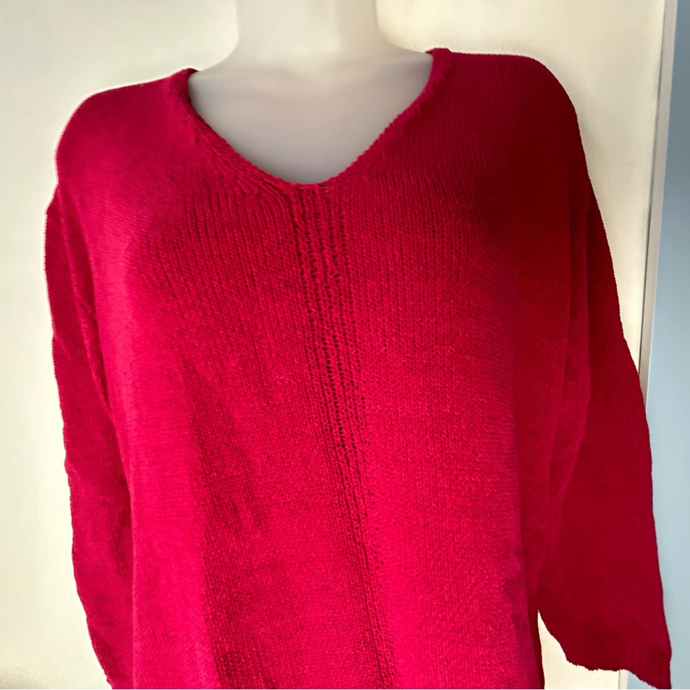 Philosophy Red Raspberry Knit V-Neck Sweater Large - Picture 6 of 14